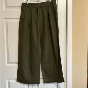 GAP Olive Green High-Waist Linen blend Pants